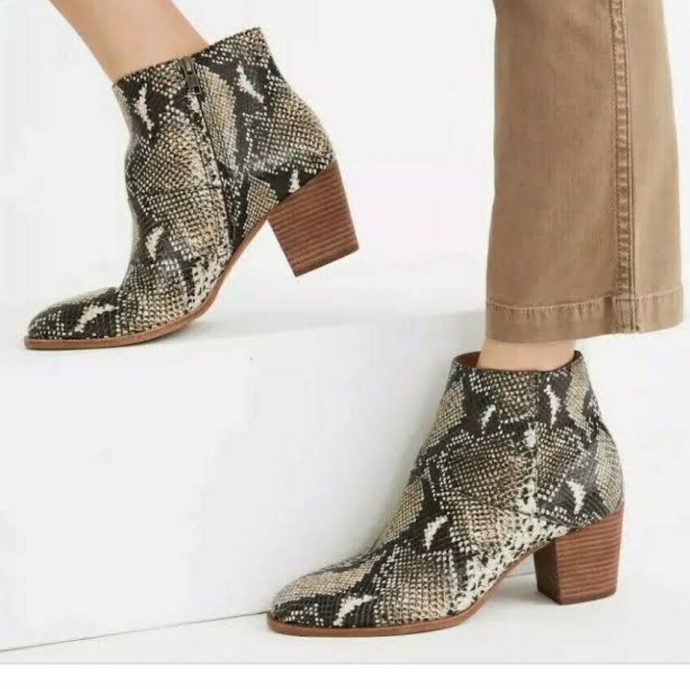 Madewell Snakeskin Embossed Leather Ankle Boots